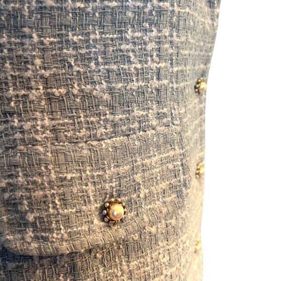 NWOT Maeve by ANTHROPOLOGIE Button Shirt Dress Tweed Light Blue Lined 2 Petite - Picture 5 of 12